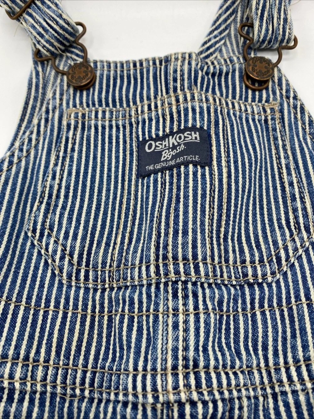 Oshkosh B'gosh Overalls 18 Months Railroad Stripe Conductor Vest back 100 Cotton